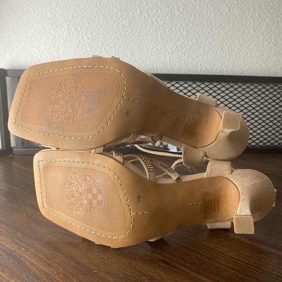 Vince Camuto - Brevern Rhinestone - Tan Trim Strappy Sandals - Size 7 - Picture 10 of 16